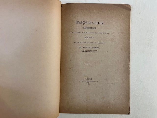 Graecorum Codicum manuscriptorum qui Panormi in R. Bibliotheca asservantur. Specimen edidit brevibusque notis illustravit